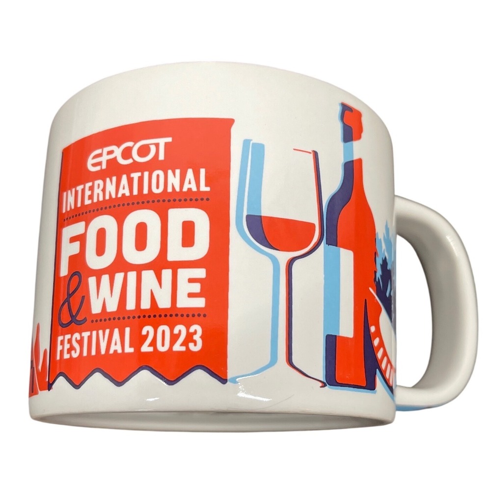 Disney Epcot International Food & Wine Festival 2023 Mug 14oz Stoneware Blue Red